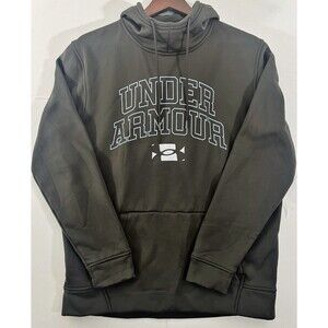 Under Armour Mens Pullover Hoodie Large Loose Dark Green/Sage